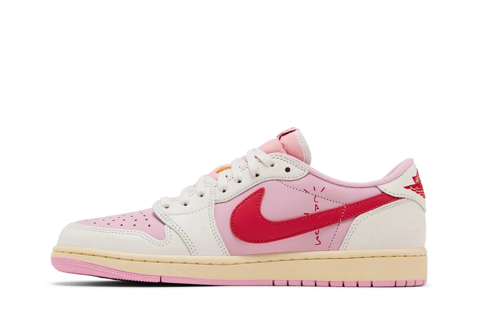 Tênis Nike Air Jordan 1 Retro Low OG SP Travis Scott Sail Tropical Pink Rosa