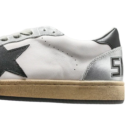 Tênis Golden Goose Ball Star White Prateado Estrela Black