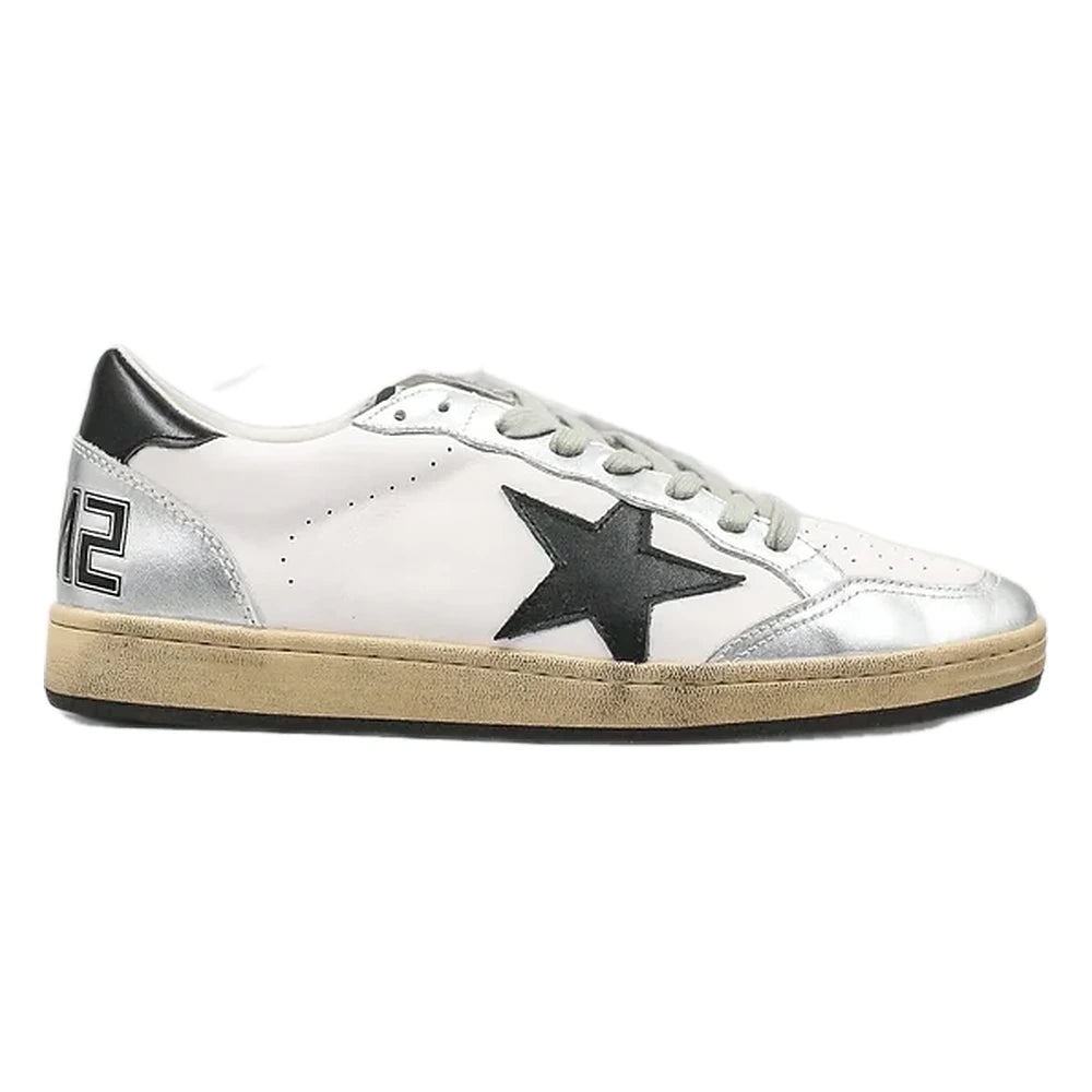 Tênis Golden Goose Ball Star White Prateado Estrela Black