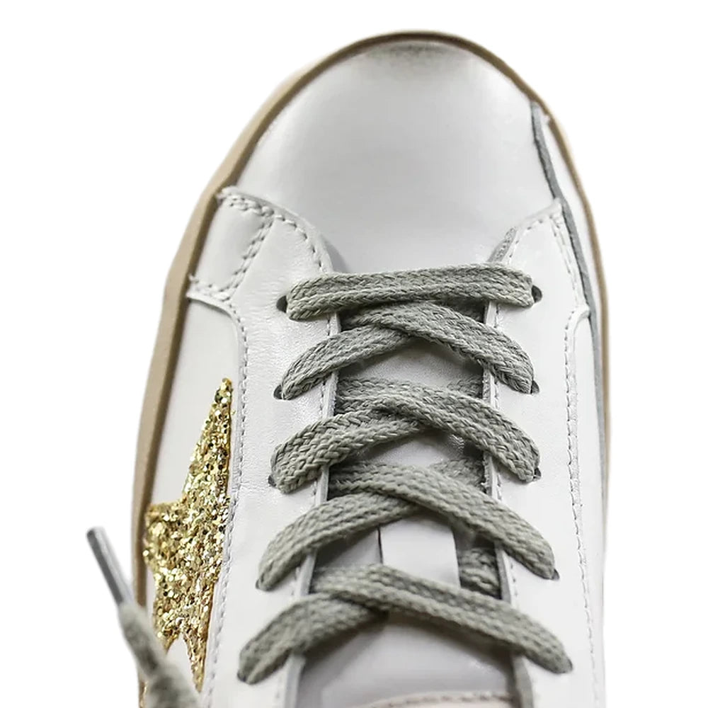 Tênis Golden Goose Super-Star White Brilho Gold Dourado