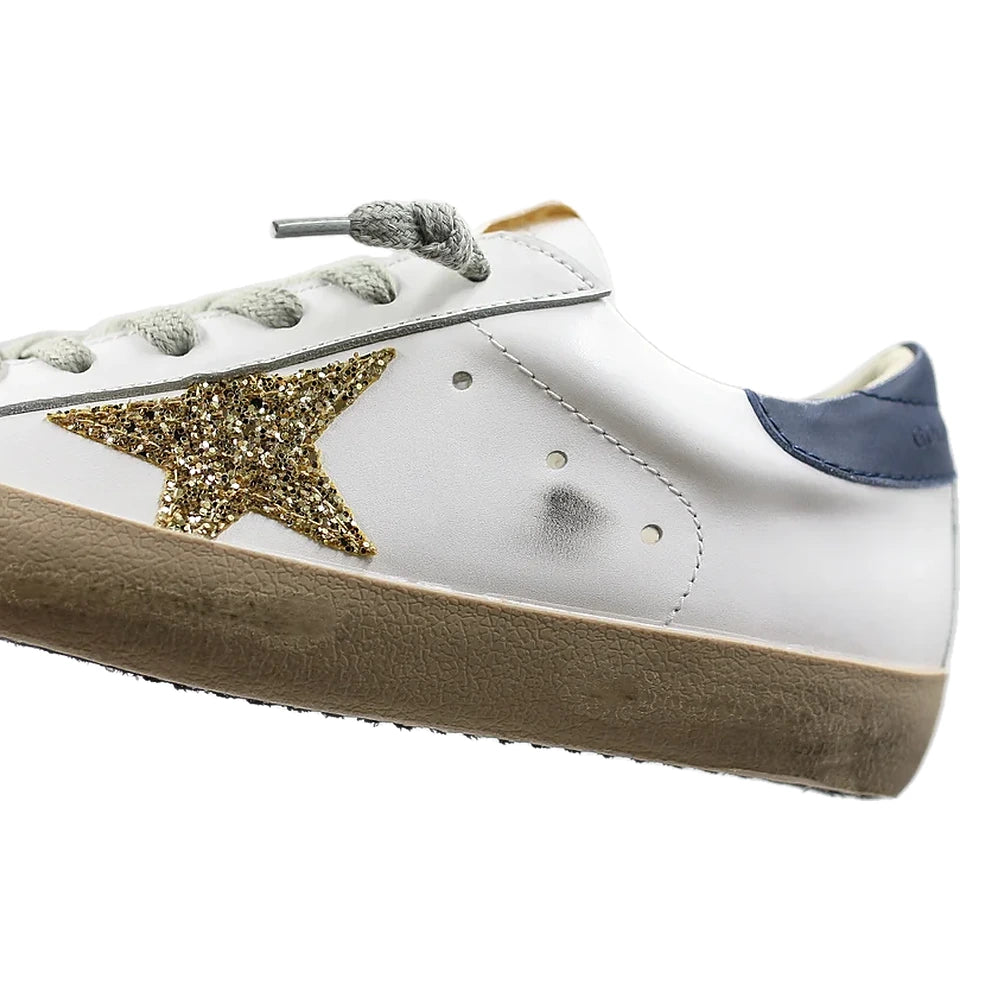 Tênis Golden Goose Super-Star White Brilho Gold Dourado