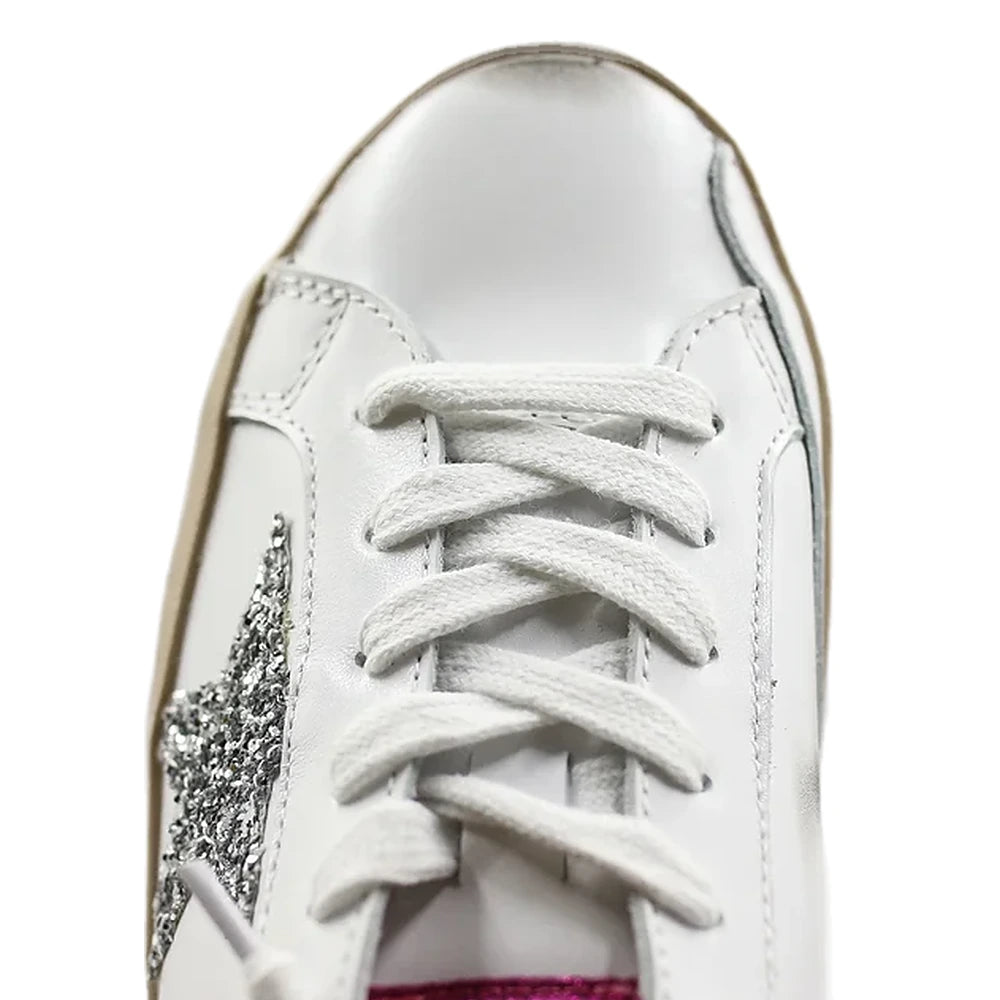 Tênis Golden Goose Super-Star Glitter Prateado Pink