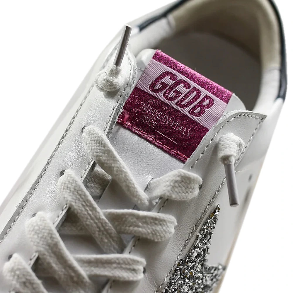 Tênis Golden Goose Super-Star Glitter Prateado Pink