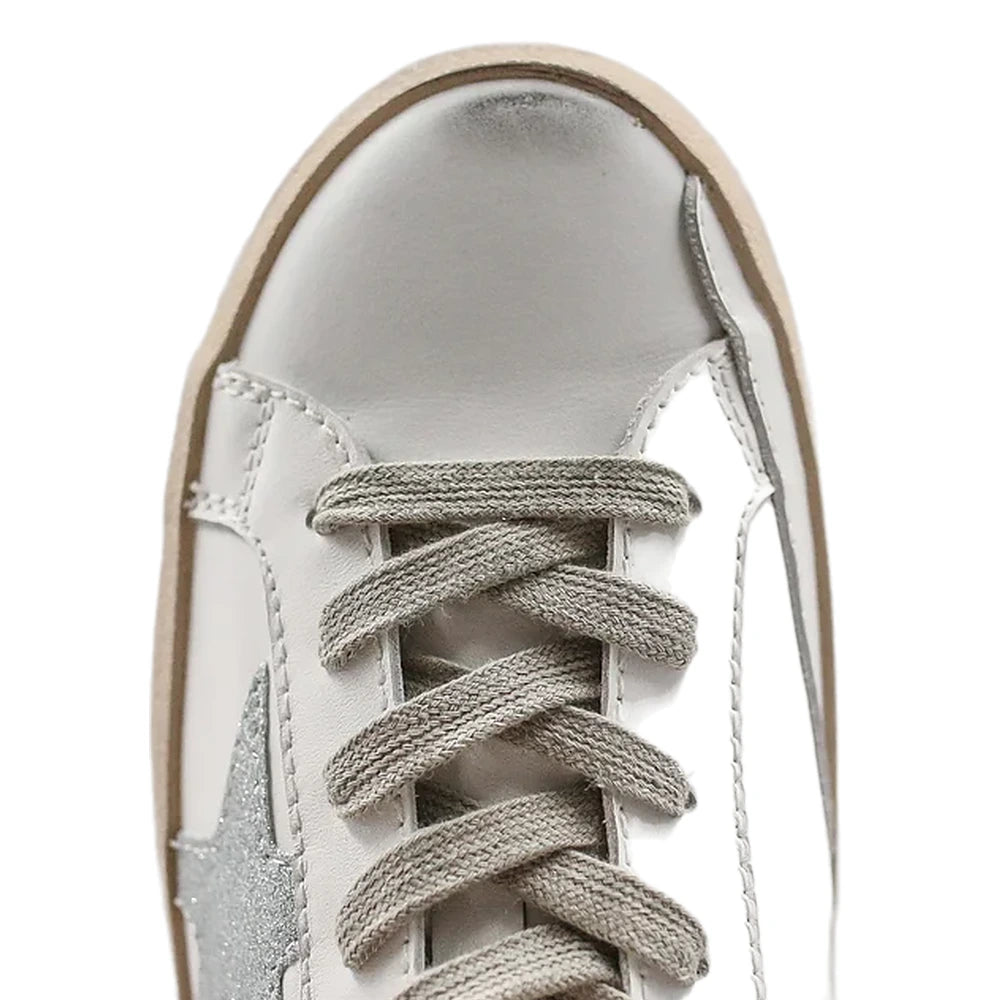Tênis Golden Goose Super-Star Branco com Estrela Metalizada Prateada