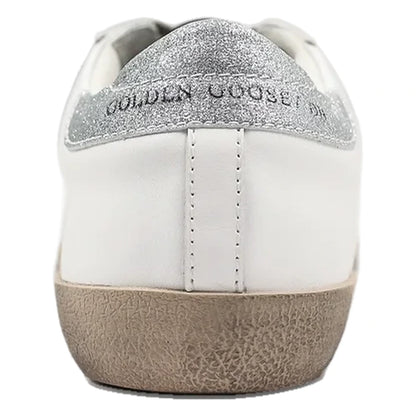 Tênis Golden Goose Super-Star Branco com Estrela Metalizada Prateada
