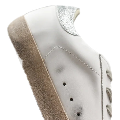 Tênis Golden Goose Super-Star Branco com Estrela Metalizada Prateada