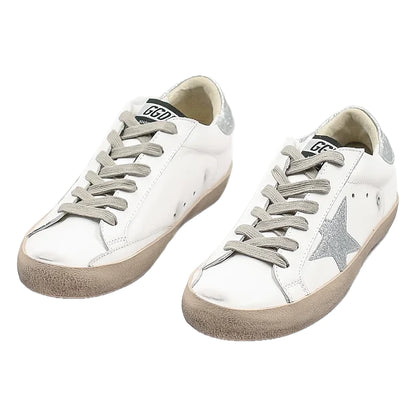 Tênis Golden Goose Super-Star Branco com Estrela Metalizada Prateada