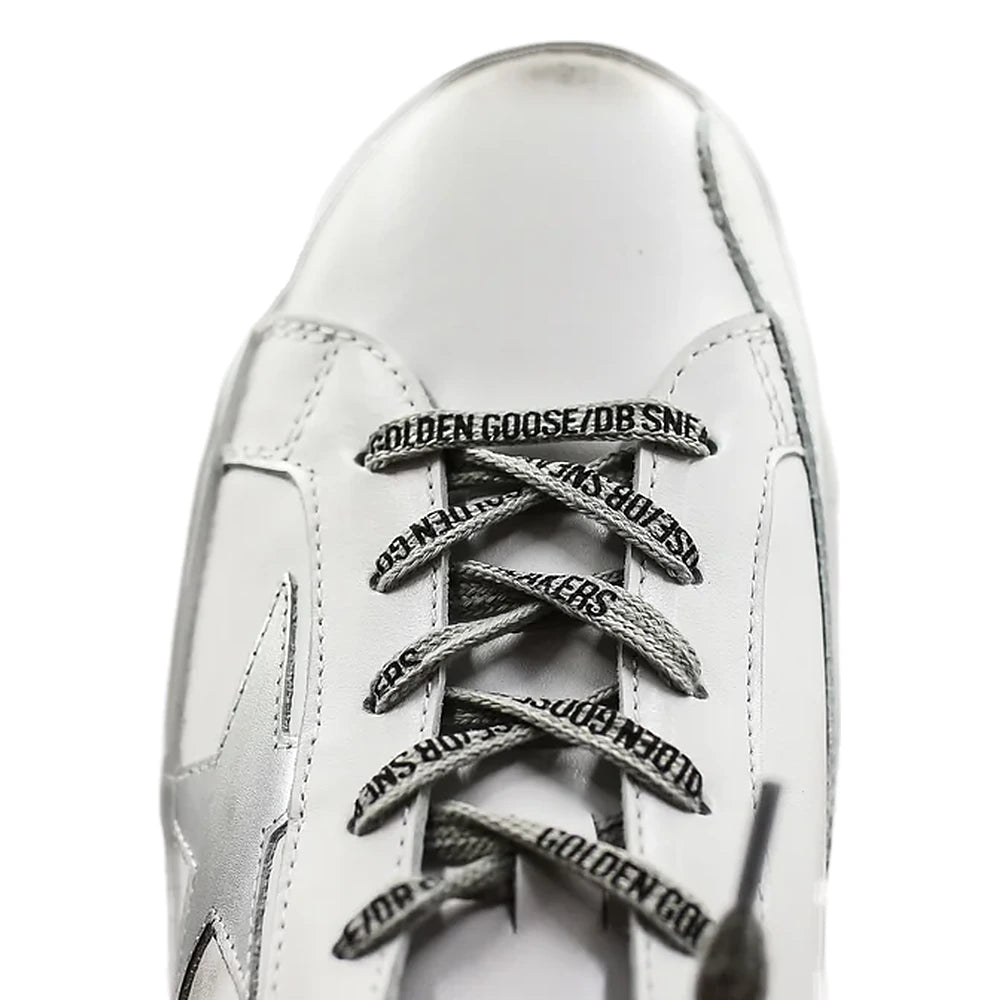 Tênis Golden Goose Super-Star Estrela Prateada Vermelho