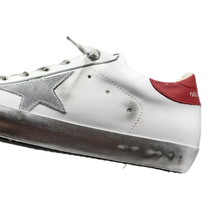 Tênis Golden Goose Super-Star Estrela Prateada Vermelho