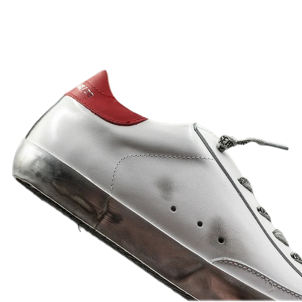 Tênis Golden Goose Super-Star Estrela Prateada Vermelho