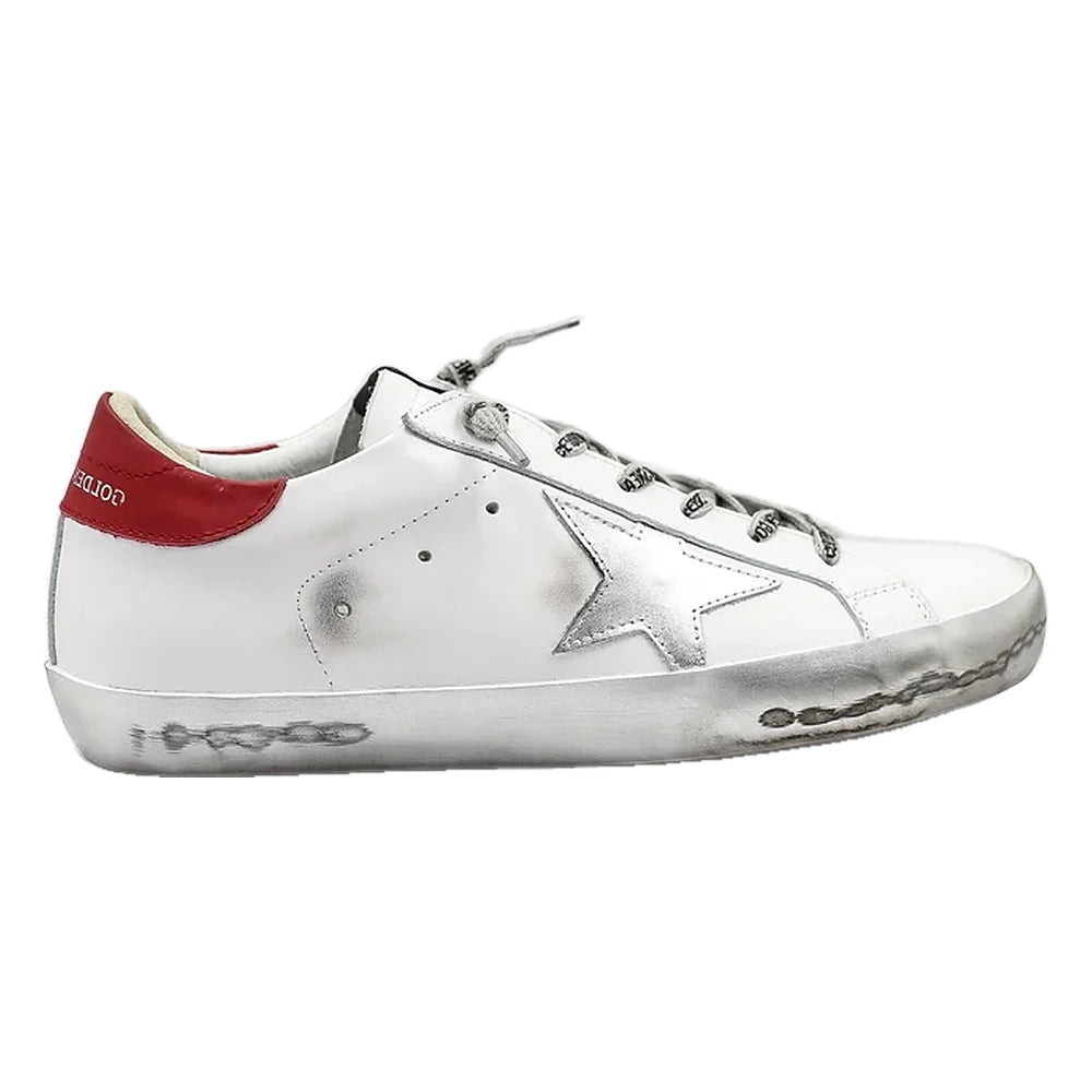Tênis Golden Goose Super-Star Estrela Prateada Vermelho