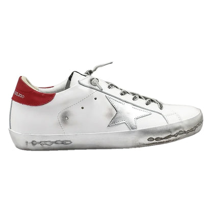 Tênis Golden Goose Super-Star Estrela Prateada Vermelho