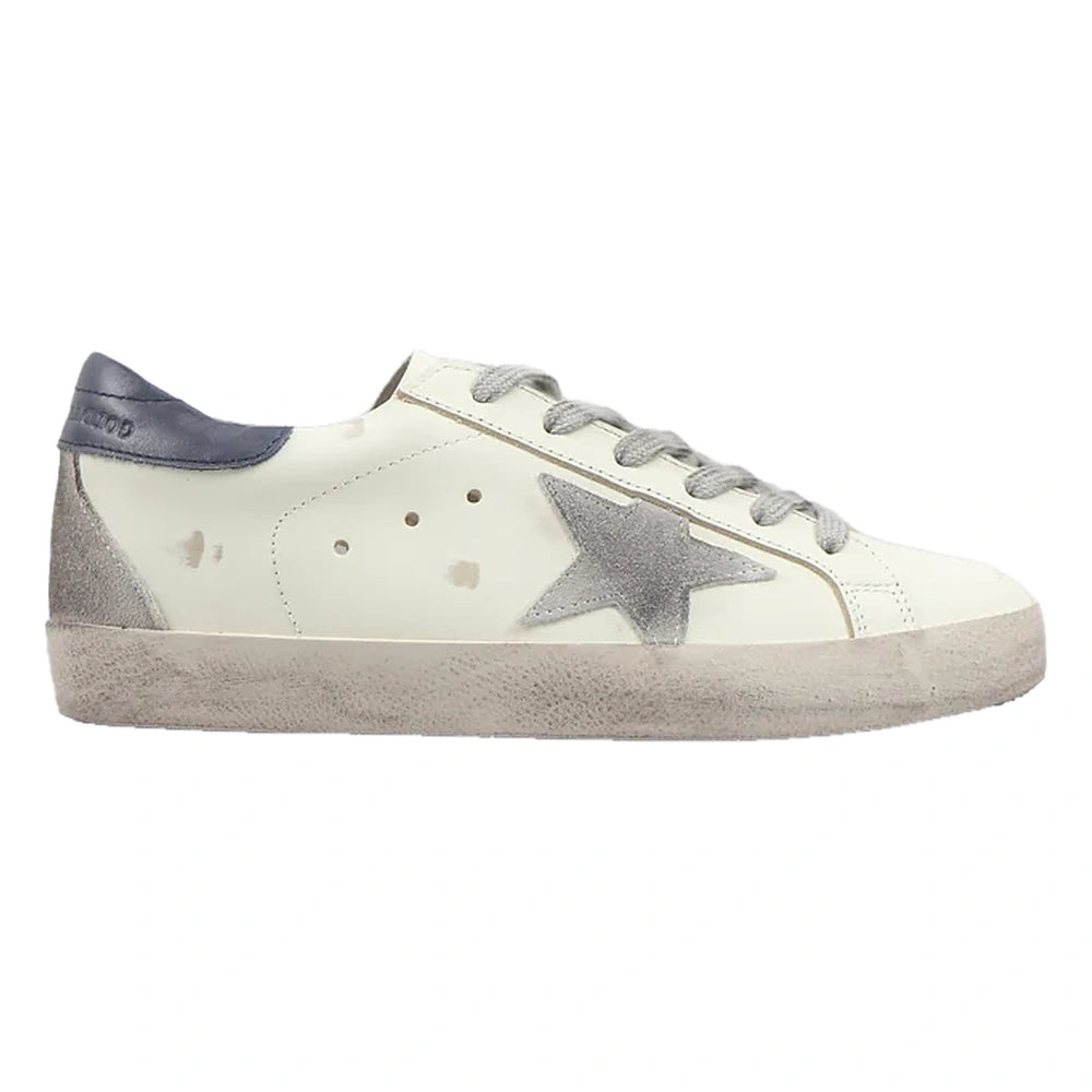 Tênis Golden Goose Super-Star Estrela de Camurça e Talão Azul