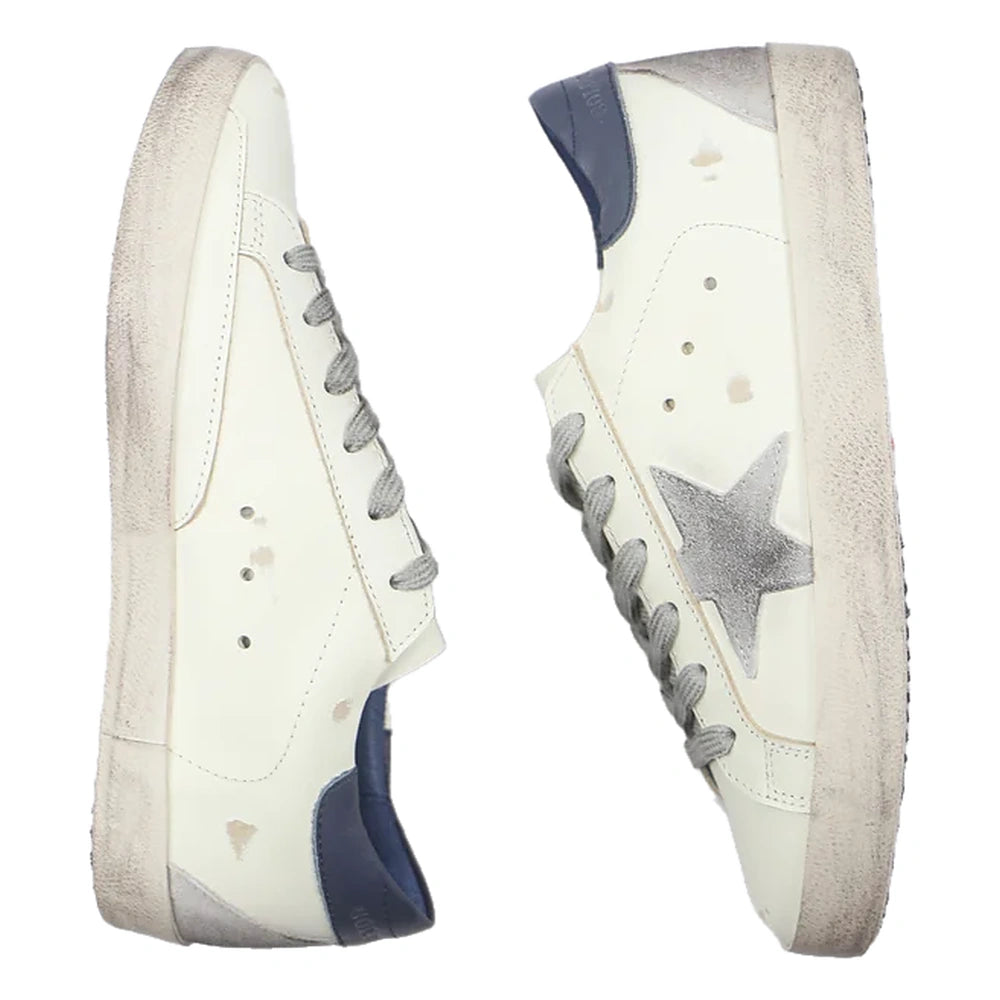 Tênis Golden Goose Super-Star Estrela de Camurça e Talão Azul