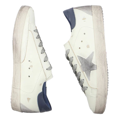 Tênis Golden Goose Super-Star Estrela de Camurça e Talão Azul