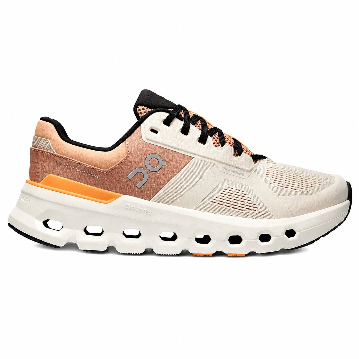 Tênis On Running Cloudrunner 2 Creme Marrom Laranja