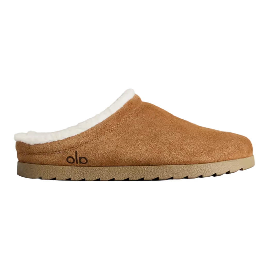 Chinelo recovery bege com interior branco em pelúcia, solado antiderrapante, estilo confortável.