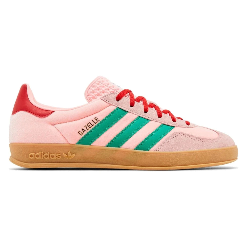 Tênis Adidas Gazelle Indoor Court Green Glow Pink Gum Rosa
