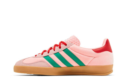 Tênis Adidas Gazelle Indoor Court Green Glow Pink Gum Rosa