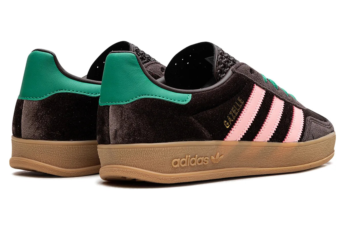 Tênis Adidas Gazelle Indoor Dark Brown Glow Pink Court Green Marrom - foto 3