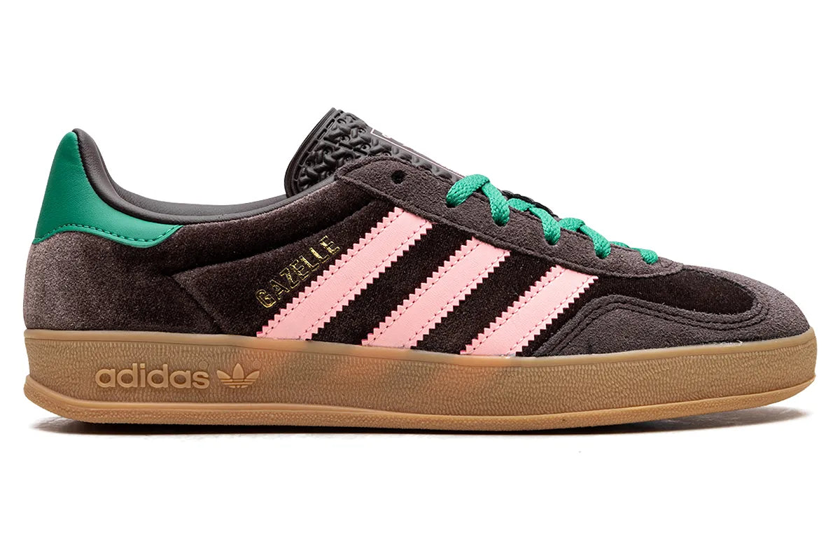 Tênis Adidas Gazelle Indoor Dark Brown Glow Pink Court Green Marrom - foto 6