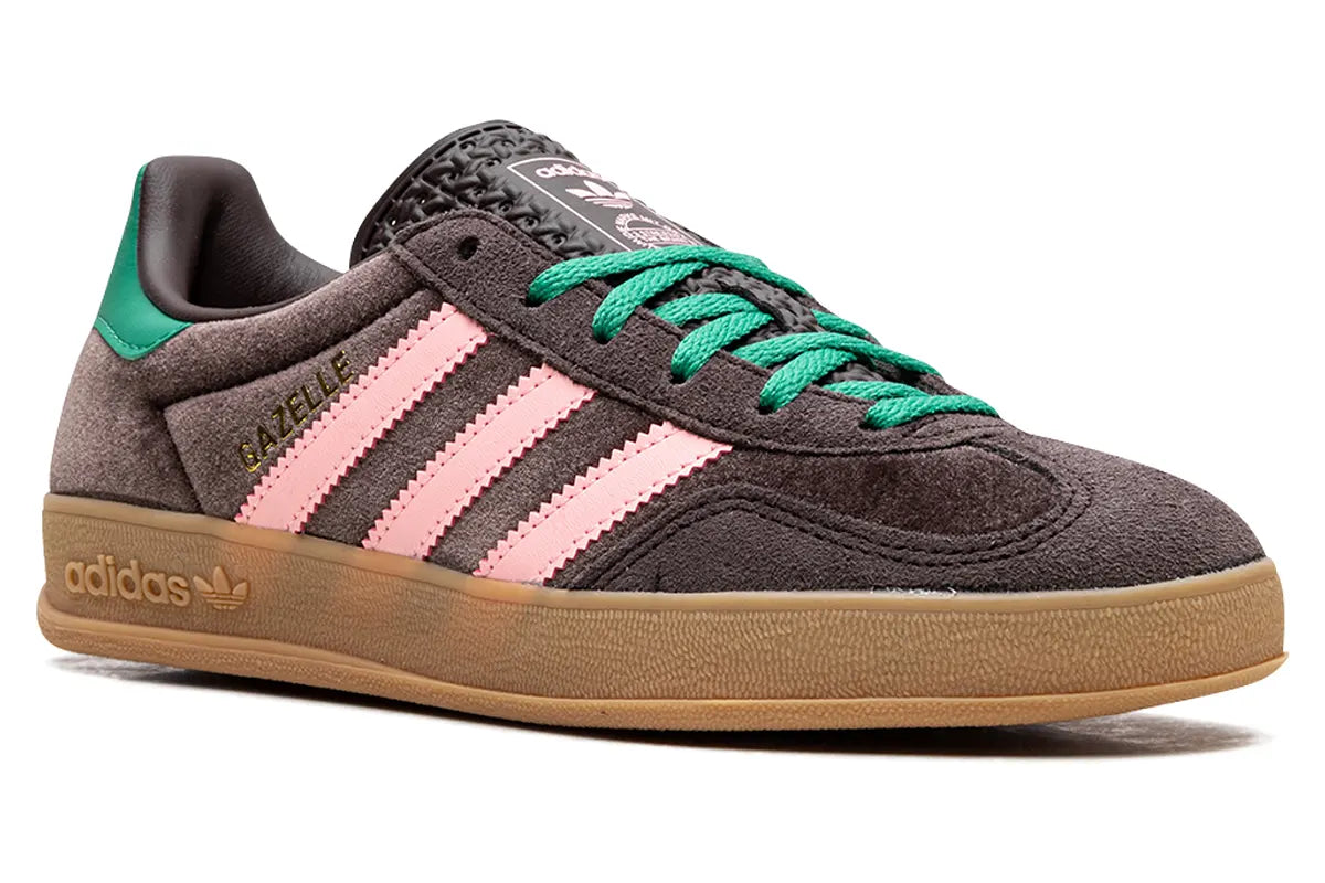 Tênis Adidas Gazelle Indoor Dark Brown Glow Pink Court Green Marrom - foto 7