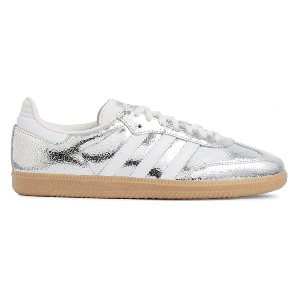 Tênis Adidas Samba OG Silver Metallic Cracked Leather Prateado