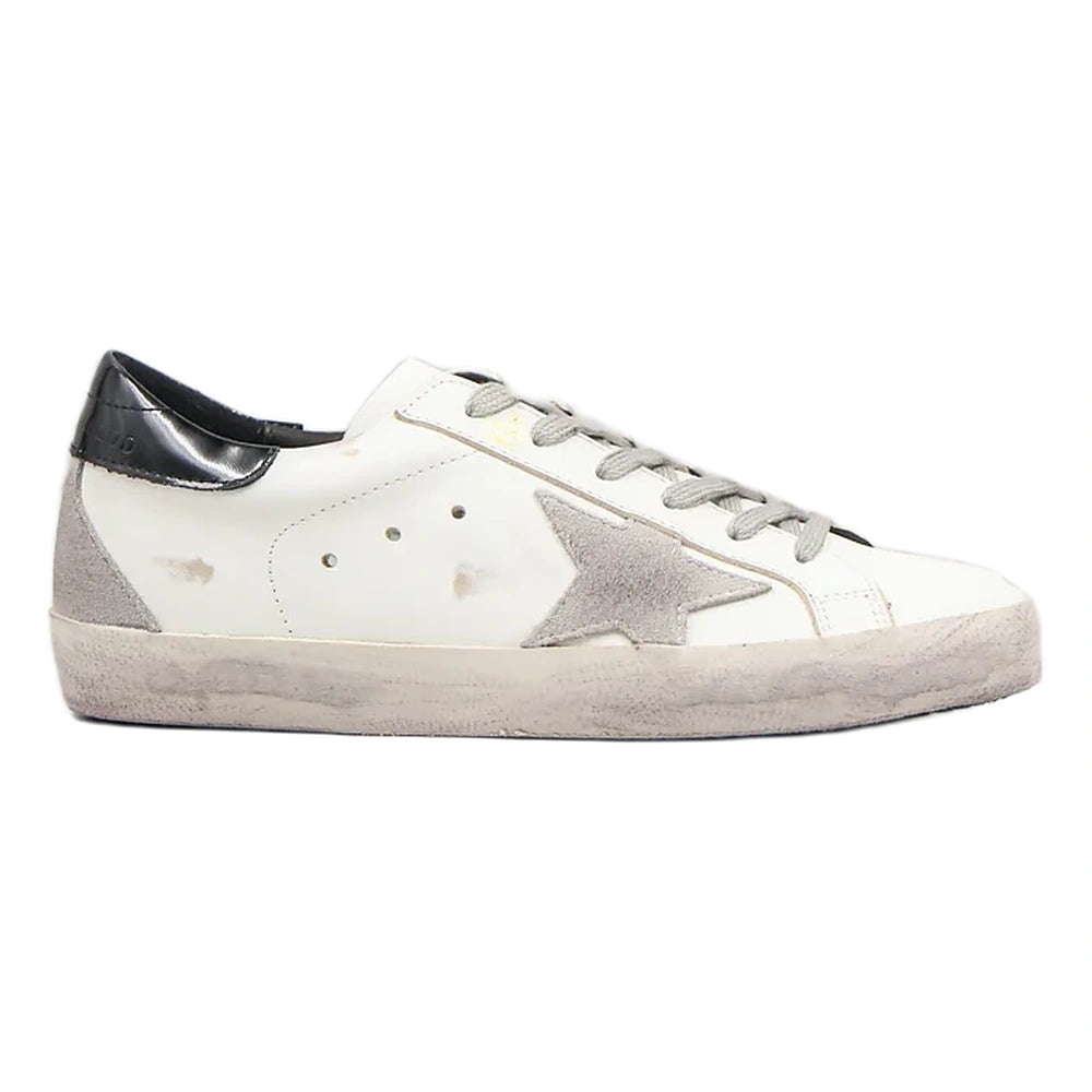 Tênis Golden Goose Super-Star Branco Black Estrela Cinza