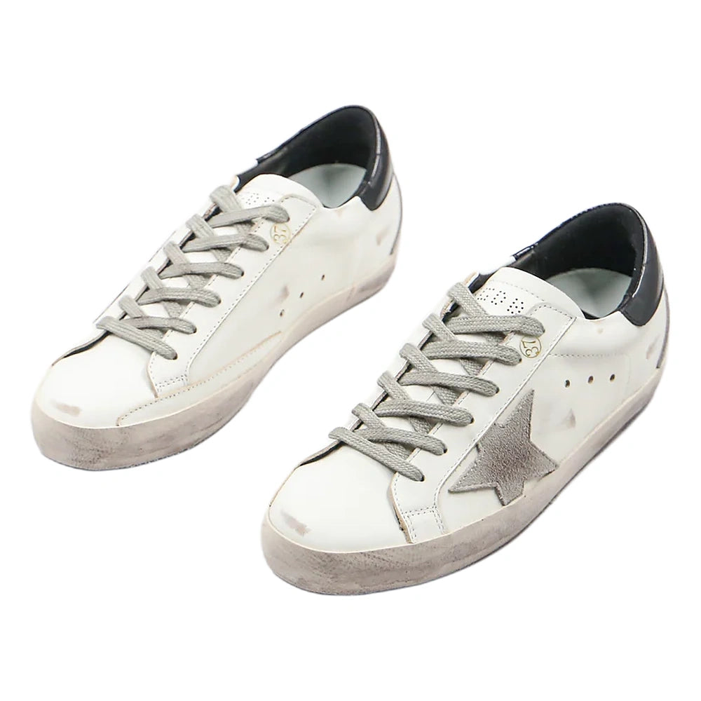 Tênis Golden Goose Super-Star Branco Black Estrela Cinza