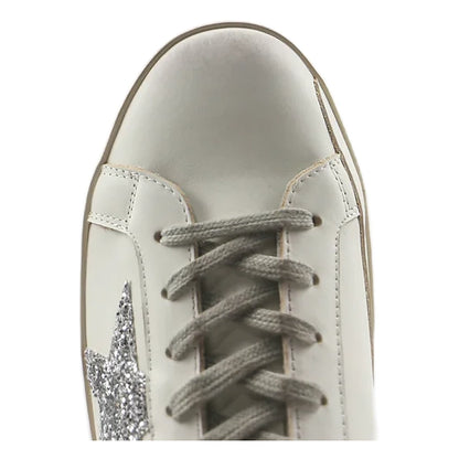Tênis Golden Goose Super-Star com Estrela de Cristal Prateada White