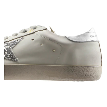 Tênis Golden Goose Super-Star com Estrela de Cristal Prateada White