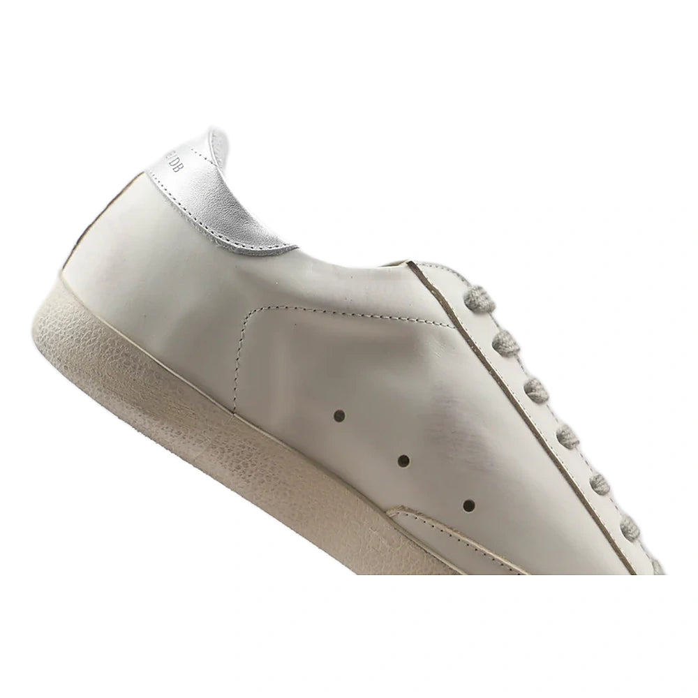 Tênis Golden Goose Super-Star com Estrela de Cristal Prateada White