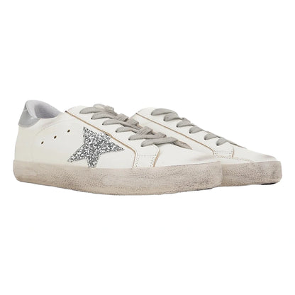 Tênis Golden Goose Super-Star Silver Glitter Estrela Prateado