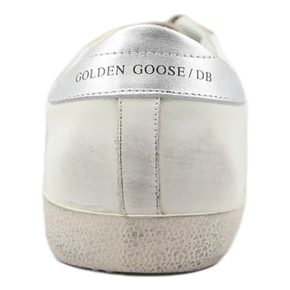 Tênis Golden Goose Super-Star com Estrela de Cristal Prateada White