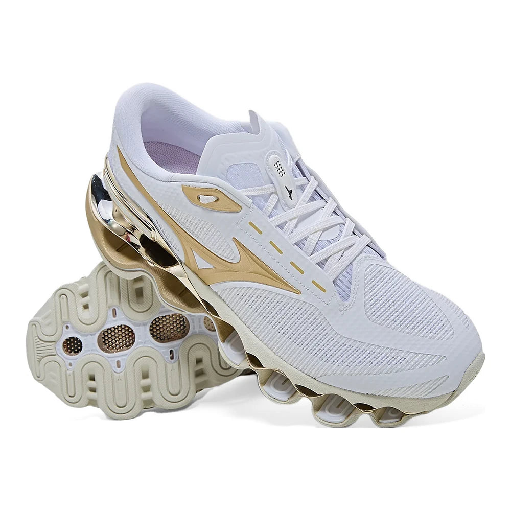 Tênis Mizuno Wave Prophecy 15 SE Branco Dourado Gold