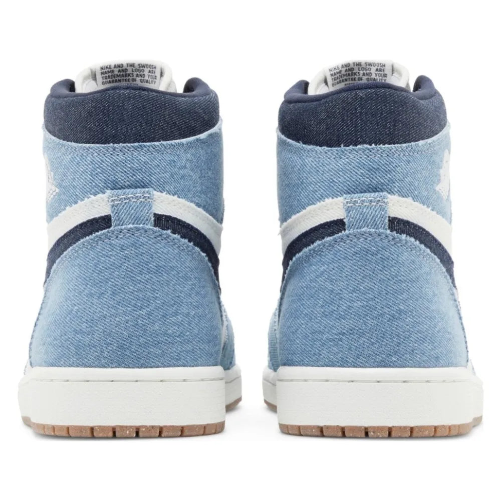 Tênis Nike Air Jordan 1 High OG Denim Summit White Obsidian Azul - vista do par