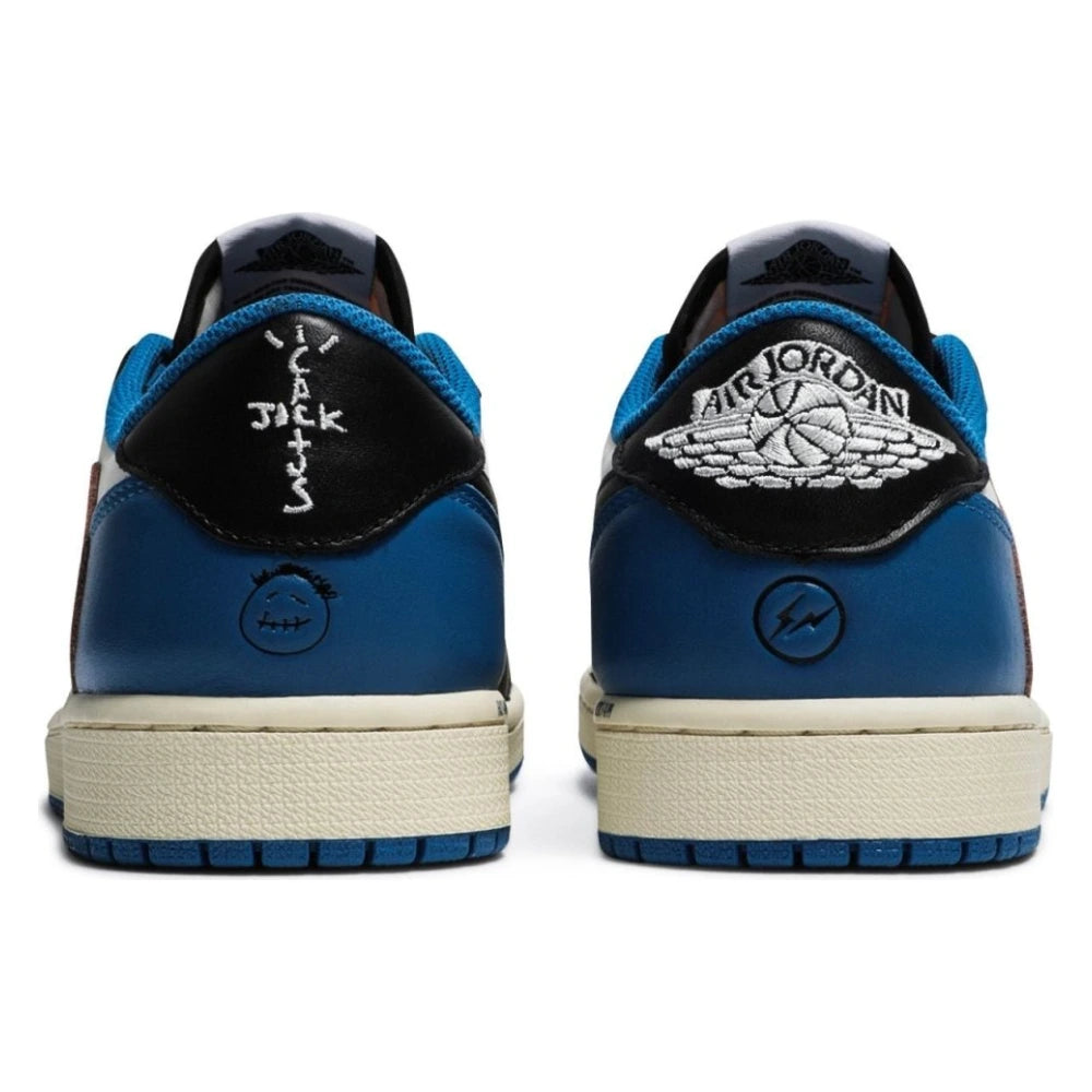 Tênis Nike Air Jordan 1 Low Fragment x Travis Scott Branco Preto Azul - foto 5
