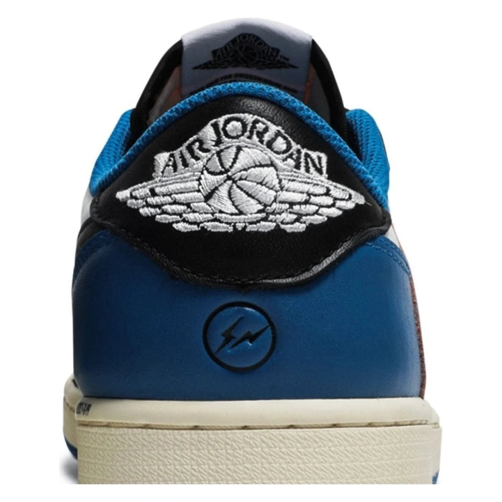 Tênis Nike Air Jordan 1 Low Fragment x Travis Scott Branco Preto Azul - foto 6