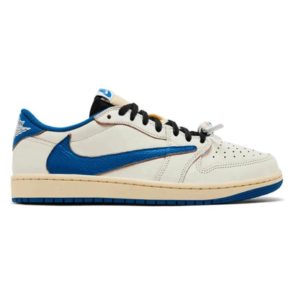 Tênis Nike Air Jordan 1 Low OG SP x Travis Scott Sail Military Blue Couro