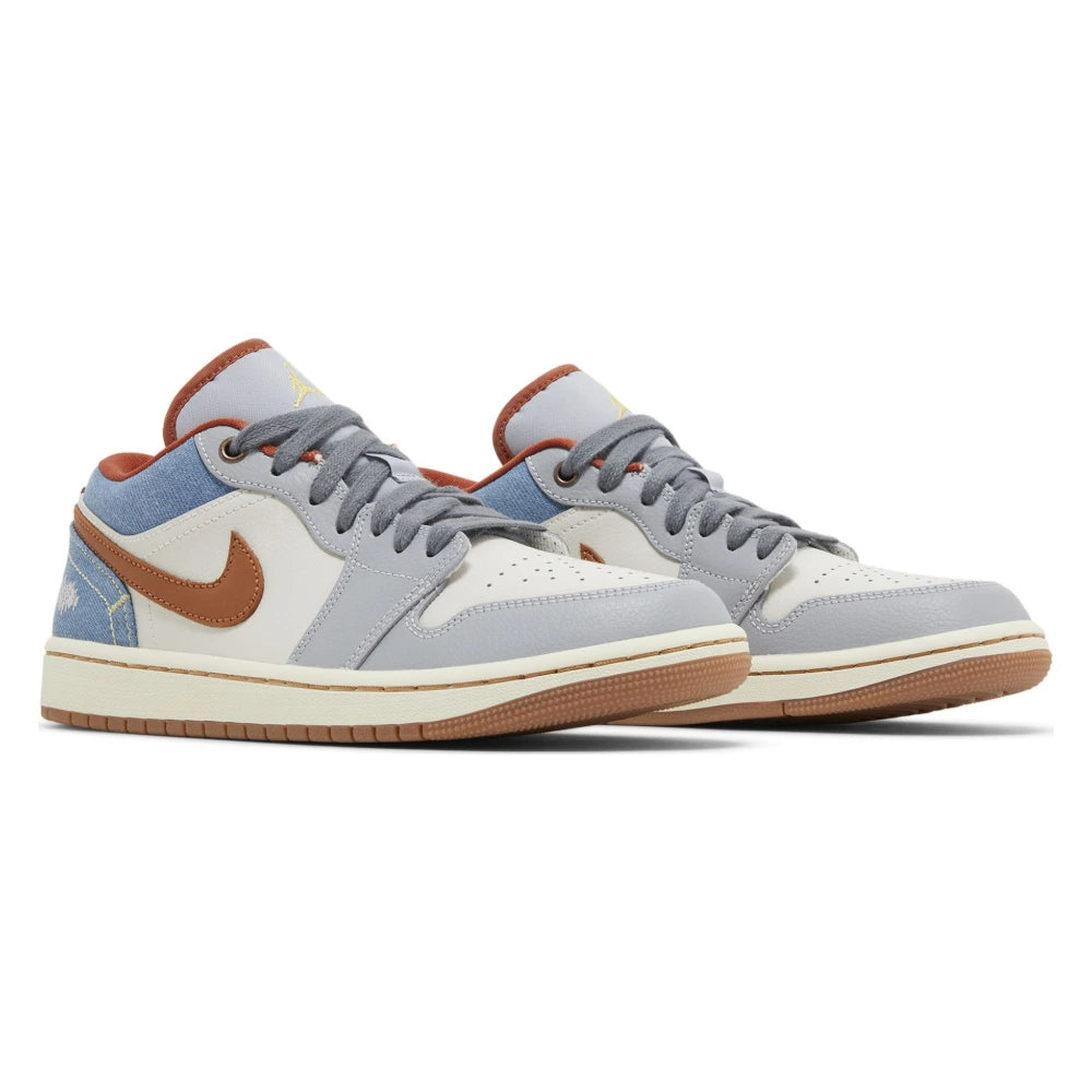 Tênis Nike Air Jordan 1 Low Phantom Denim Cinza - foto 4