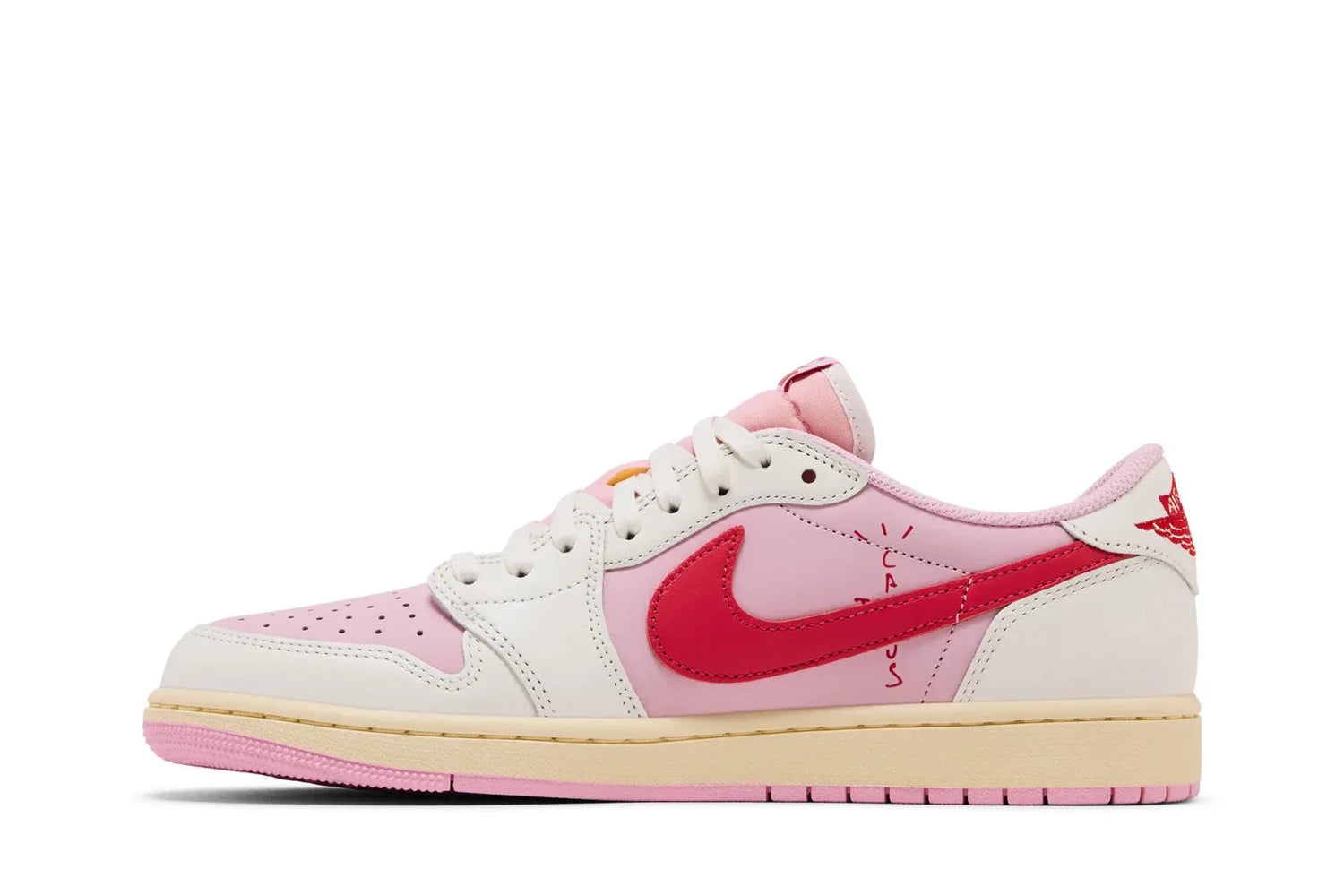Tênis Nike Air Jordan 1 Retro Low OG SP Travis Scott Sail Tropical Pink Rosa