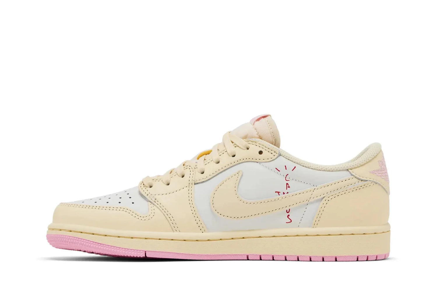 Tênis Nike Air Jordan 1 Retro Low OG SP Travis Scott Shy Pink Bege