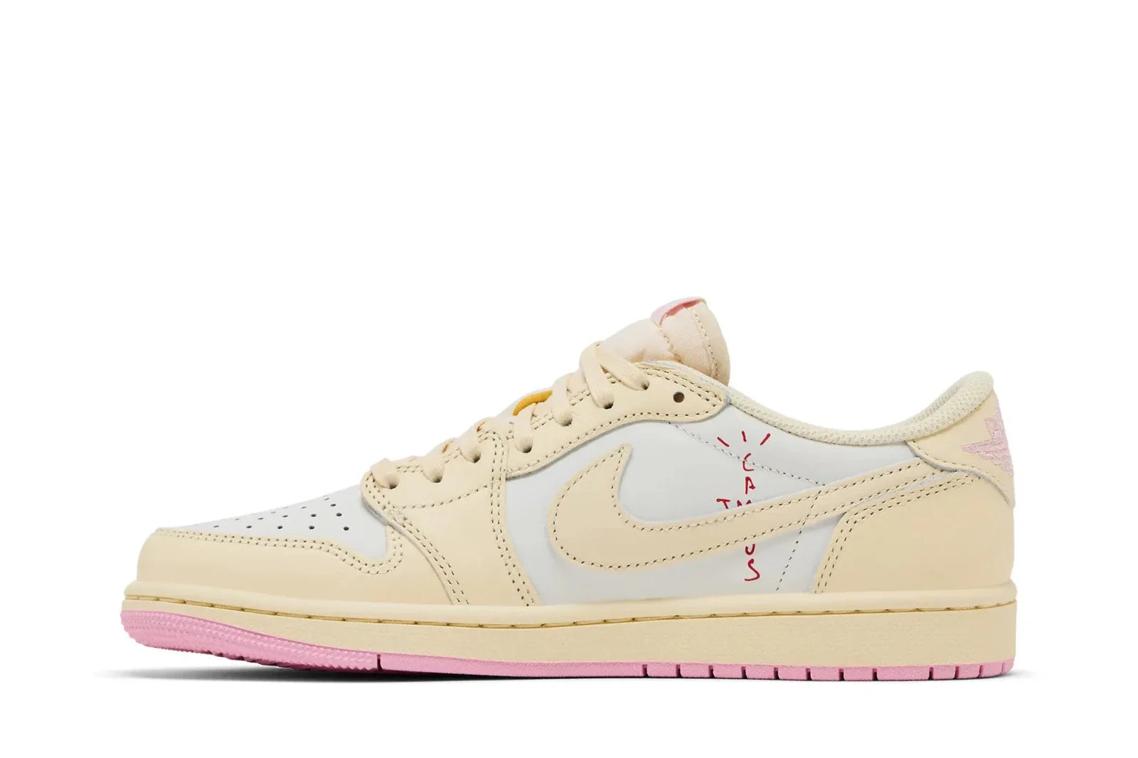 Tênis Nike Air Jordan 1 Retro Low OG SP Travis Scott Shy Pink Bege
