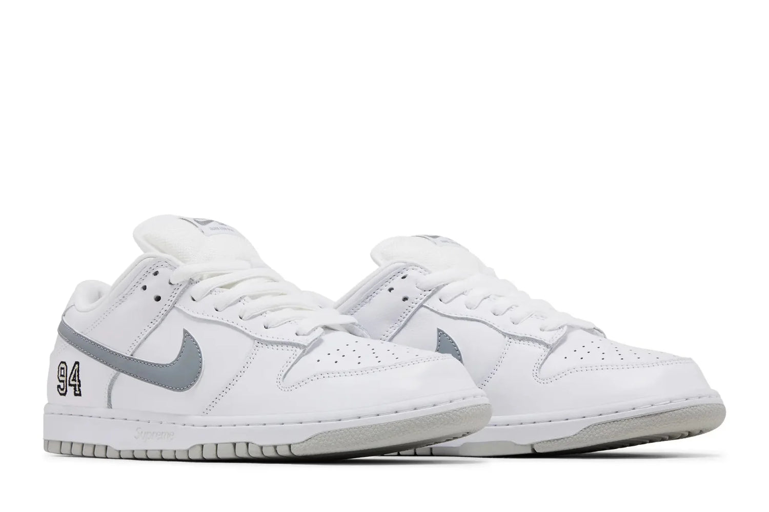 Tênis Nike SB Dunk Low Supreme 94 White Metallic Silver Branco