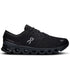 Tênis esportivo preto On Running Cloud X 4, design moderno com solado texturizado.