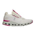 Tênis esportivo branco com detalhes rosa, sola CloudTec, design moderno e cabedal perfurado.