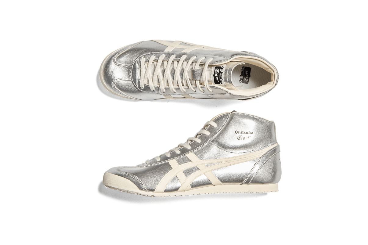 Tênis Onitsuka Tiger Mexico Mid Runner Silver Cream Prateado